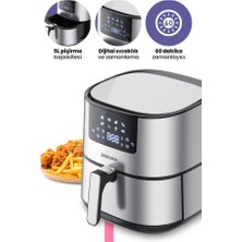 Goldmaster Novo 2000 Watt Yüksek Güç 6,4 Litre Inox Geniş Xxl Dokunmatik Airfryer Yağsız Sıcak Hava Fritözü