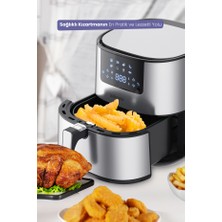 Goldmaster Novo 2000 Watt Yüksek Güç 6,4 Litre Inox Geniş Xxl Dokunmatik Airfryer Yağsız Sıcak Hava Fritözü