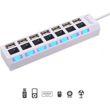 Valkyrie 7 Portlu 2.0 USB Hub Çoklu USB Çoklayıcı Splitter Power Tuşlu Adaptör Beyaz