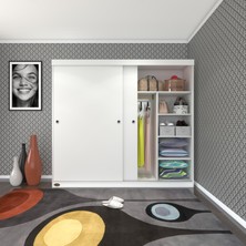 Kenz Life Kenzlife Modern Tasarımlı 200 cm Beyaz Sürgülü Kapaklı Gardırop Suntalam Malzemeden Üretilmiştir