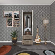 Kenzlife gardırop 2 kapaklı kapılı 2 çekmeceli kamelya 168*50*42 crd ayaklı gardolap dolap