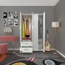 Kenzlife gardırop 4 kapaklı kapılı 2 çekmeceli gonca 168*100*42 byz ayaklı gardolap dolap