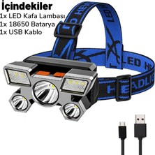 Dailylink 5led Dahili Pil USB Şarj Edilebilir Kafa Feneri Lambası