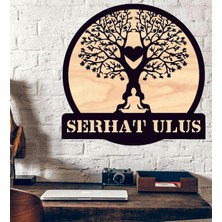 Hediyelikevi Kişiye Özel Ağaç Aşk Yoga Temalı Ahşap Duvar Tablo