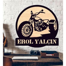 Hediyelikevi Kişiye Özel Üç Teker Motosiklet Temalı Ahşap Duvar Tablo