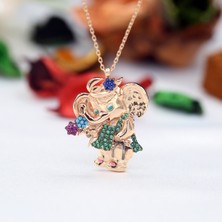 Yeşil Taşlı Sevimli Fil Gümüş Kolye