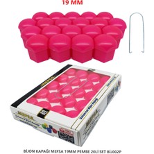 Replax Bijon Kapağı Düz 19 mm Pembe 20 Li Set