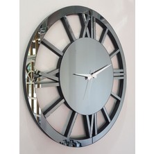 Ayna Denizi Circle Roma Smoked Model Füme Renk 60 Cm Dekoratif Aynalı Duvar Saati