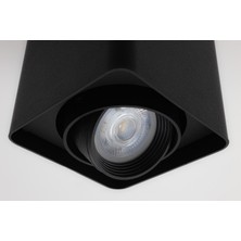 Mikro Aydınlatma Frog Siyah Renk Kare Sıva Üstü Spot Dekoratif Modern Aydınlatma 3000K GU10 Duy LED Ampul Dahil