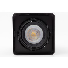 Mikro Aydınlatma Frog Siyah Renk Kare Sıva Üstü Spot Dekoratif Modern Aydınlatma 3000K GU10 Duy LED Ampul Dahil