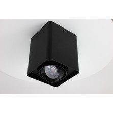 Mikro Aydınlatma Frog Siyah Renk Kare Sıva Üstü Spot Dekoratif Modern Aydınlatma 3000K GU10 Duy LED Ampul Dahil