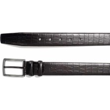 Bambi Siyah Kroko Leather Erkek Kemer U08657110011