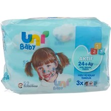 Uni Baby 156 Yaprak Islak Mendil Beyaz (3 x 52 Adet) 7904250