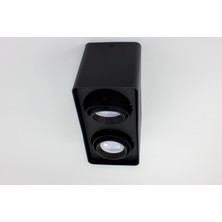 Mikro Aydınlatma Frog Twin Siyah Renk Kare Sıva Üstü Spot Dekoratif Modern Aydınlatma 3000K GU10 Duy LED Ampul Dahil