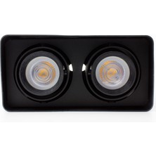 Mikro Aydınlatma Frog Twin Siyah Renk Kare Sıva Üstü Spot Dekoratif Modern Aydınlatma 3000K GU10 Duy LED Ampul Dahil