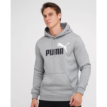 Puma Ess+ 2 Col - Erkek Gri Pamuklu Kapüşonlu Sweatshirt - 586764 04