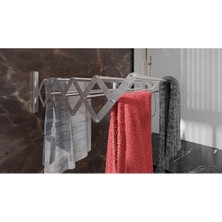 NoktaStore Akordiyon Tipi Katlanır Alüminyum Çamaşır Kurutma Askısı 100 cm 9 Askılı Balkon Banyo Kurutma Askısı