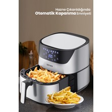 Goldmaster Chefcook 2000 Watt Yüksek Güç 6,4 Litre Inox Geniş Xxl Dokunmatik Airfryer Yağsız Sıcak Hava Fritözü