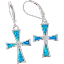 Celikchi Kadın Opal Haç Model Gümüş Küpe