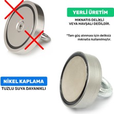 Mıknatıs Avm 70 mm Çap, 150 kg Taşıma Gücü, Süper Güçlü Halkalı Neodyum Pot Mıknatıs, Magnet Fishing