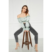 ALV Fashion Balon Kol Crop Bluz