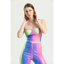 Sense Payet Gloplu Fermuarlı Bustiyer | BUS32675 Gökkuşağı