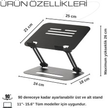 Mufamet  Basic Tüm Modellerle Uyumlu Çelik Sınırsız Açıda Kolay Ayarlanır Laptop Standı Yükseltici