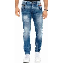 Cipo & Baxx CD394 Slim Fit Yıkamalı Mavi Jeans Erkek Kot Pantolon