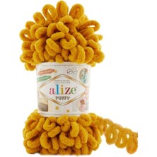 Alize ( 5 Adet ) Puffy 02 Hardal El Örgü Iplikleri Panduf Battaniye Ipi Atkı Hırka Paspas Ipliği