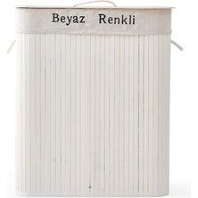 Deco&style Bambu Çift Hazneli Çamaşır Sepeti - Beyaz