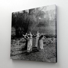 Dünyatablo Vintage Kadınlar Dans Ediyor Kanvas Tablo, Gotik Ev Dekorasyonu, Ritüel Daire Dansı