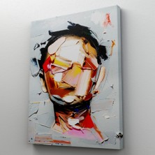 Dünyatablo Fırça Darbesi Insan Yüzü Kanvas Tablo, Soyut Kadın Yüzü Portresi Kanvas Tablo