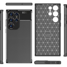 Fibaks Samsung Galaxy S23 Ultra Kılıf Rugged Armor Darbe Emici Uzun Ömürlü Dayanıklı Parmak İzi Yapmaz Karbon Tasarım Negro Silikon Kapak