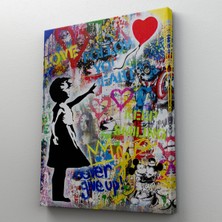 Dünyatablo Renkli Balon Kız Sanatı, Banksy Kanvas Tablo