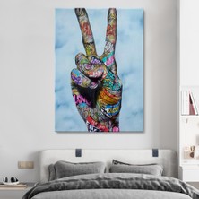 Dünyatablo Kanvas Tablo Graffiti Zafer Işareti Bansky Duvar Sanatı, Graffiti Sokak Sanatı