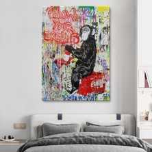 Dünyatablo Hayallerinin Peşinden Git,maymun Graffiti Posteri, Banksy Graffiti Kanvas Tablo