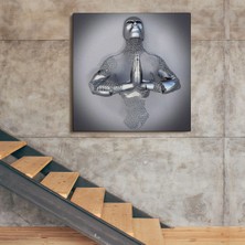 Dünyatablo Aşk Sanatı, 3D Gri ve Gümüş  Metalik Efektli Kanvas Tablo