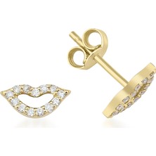 Kairos Jewelry 14 Ayar Altın Taşlı Dudak Çivi Küpe KRS-K7-14GEZ