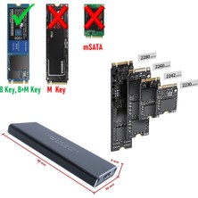 JustQuality M.2 (NGFF) B-Key, B+M-Key SSD to USB 3.0 Çevirici Dönüştürücü Adaptör Harici Taşınabilir Alüminyum SSD Muhafaza Kutusu