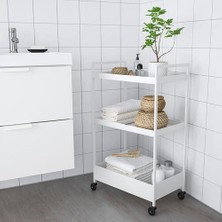 IKEA 3 Katlı Servis Arabası Beyaz Renk 50.5X30X83 cm Düzenleyici Raf Ünitesi Çelik