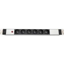 Connect 19" 1u  6 Way French Type Nfc 61314 Socket Power Indıcator Lıght, 3x1,5 Mm² Nymhy Cable, DIN49441 Plug Alumınıum Profıle Frame Pdu