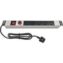 AmpConnect 19″  1u  5 x İngiliz (UK) soketli, Akım ve Gerilim Göstergeli, On / Off Anahtarlı, Rack Mount Yatay PDU