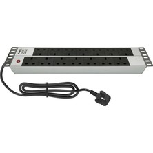 Connect 19'' 2u 14 Brıtısh Type BS1363 Socket Power Indıcator Lıght, 3x1,5 Mm² Nymhy Cable, BS1363 Plug Alumınıum Profıle Frame Pdu