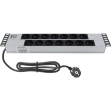 Connect 19" 2u 14 Way French Type Nfc 61314 Socket, 3x1,5 Mm² Nymhy Cable, DIN49441 Plug Alumınıum Profıle Frame Pdu