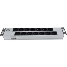 Connect 19" 2u 14 Way French Type Nfc 61314 Socket, 3x1,5 Mm² Nymhy Cable, DIN49441 Plug Alumınıum Profıle Frame Pdu