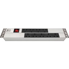 Connect 19'' 2u 9 Brıtısh Type BS1363 Socket On / Off Lıghted Swıtch, 3x1,5 Mm² Nymhy Cable, BS1363 Plug Alumınıum Profıle Frame Pdu