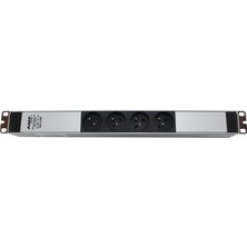 Connect 19" 1u  4 Way French Type Nfc 61314 Socket, 3x1,5 Mm² Nymhy Cable, DIN49441 Plug Alumınıum Profıle Frame Pdu