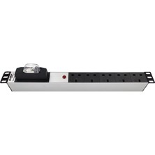 Connect 19″  1u  5 Way Brıtısh Type BS1363 Socket Cırcuıt Breaker And Surge Protectıon Devıce Connected, 3x1,5 Mm² Nymhy Cable, BS1363 Plug Alumınıum Profıle Frame Pdu