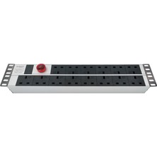 Connect 19″  2u  14 Way Brıtısh Type BS1363 Socket Wıth Current And Voltage Dısplay , 3x1,5 Mm² Nymhy Cable, BS1363 Plug Alumınıum Profıle Frame Pdu