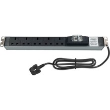 Connect 19'' 1u 5 Way Brıtısh Type BS1363 Socket Cırcuıt Breaker Connected, 3x1,5 Mm² Nymhy Cable, BS1363 Plug Alumınıum Profıle Frame Pdu